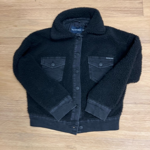 CALVIN KLEIN WOMEN'S DENIM SHERPA JACKET COLOR BLACK SIZE SMALL - Picture 1 of 5